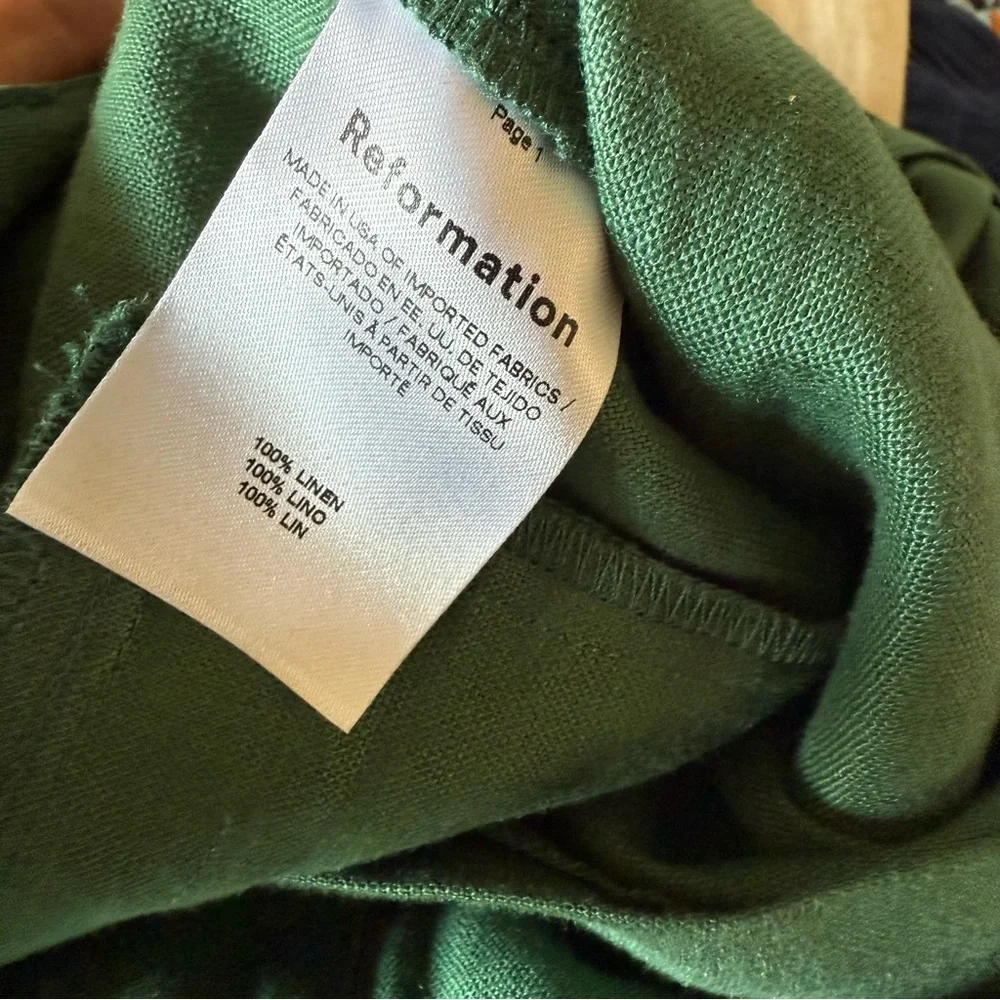 Reformation Green Linen Dress Pants Size 12
